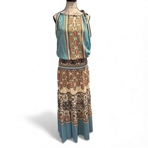 HALE BOB Boho Print Drop-Waist Maxi Dress – Size L – NWT